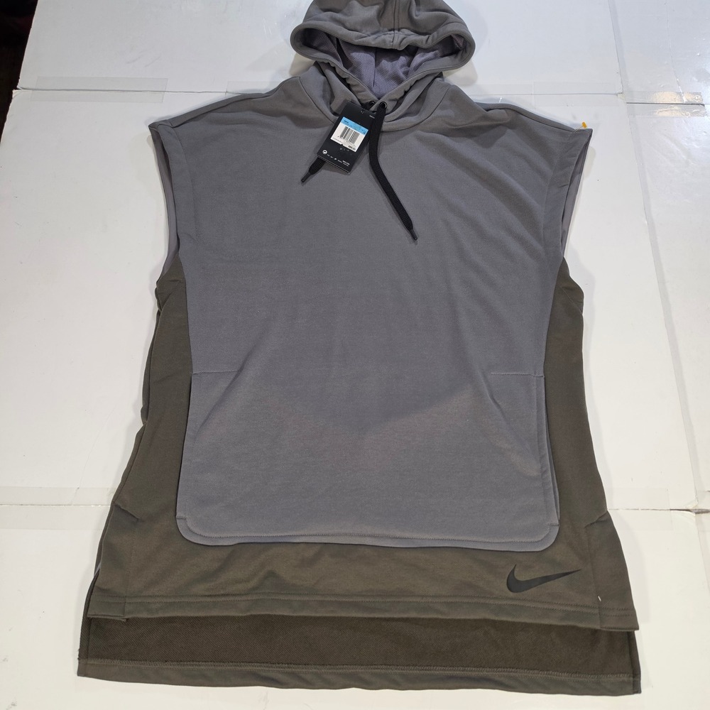 Nike Mens Dri-FIT Sleeveless Training Hoodie Grey Olive AA4659-036 Size M NWT
